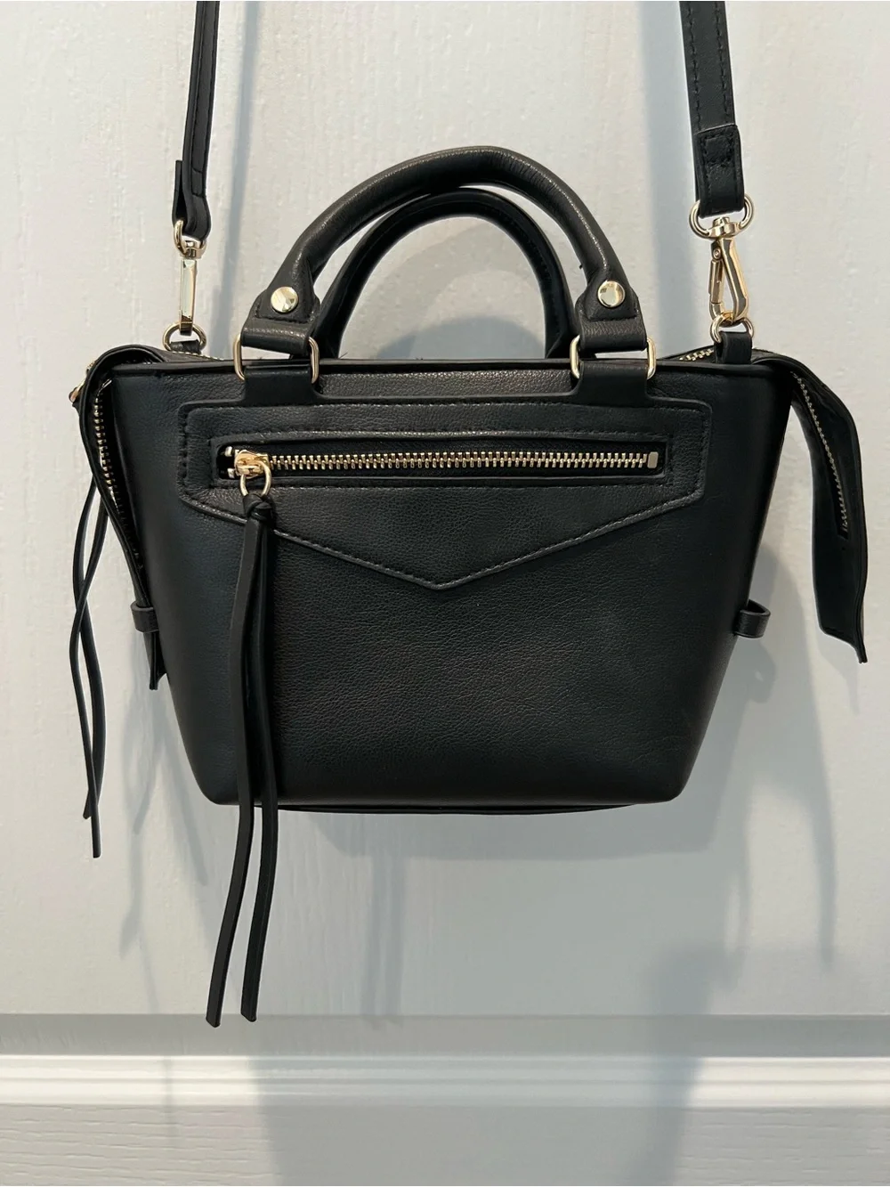 H&M Black Satchel with Gold Hardware